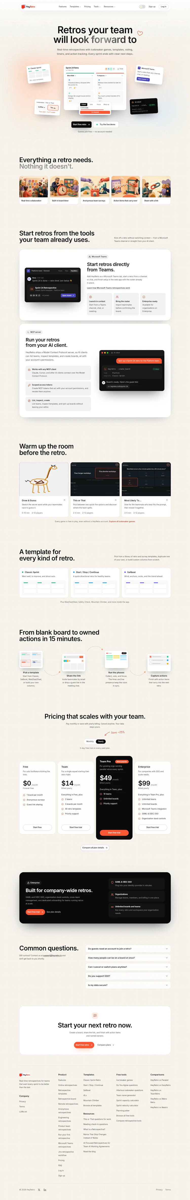 HeyRetro Landing Page screenshot