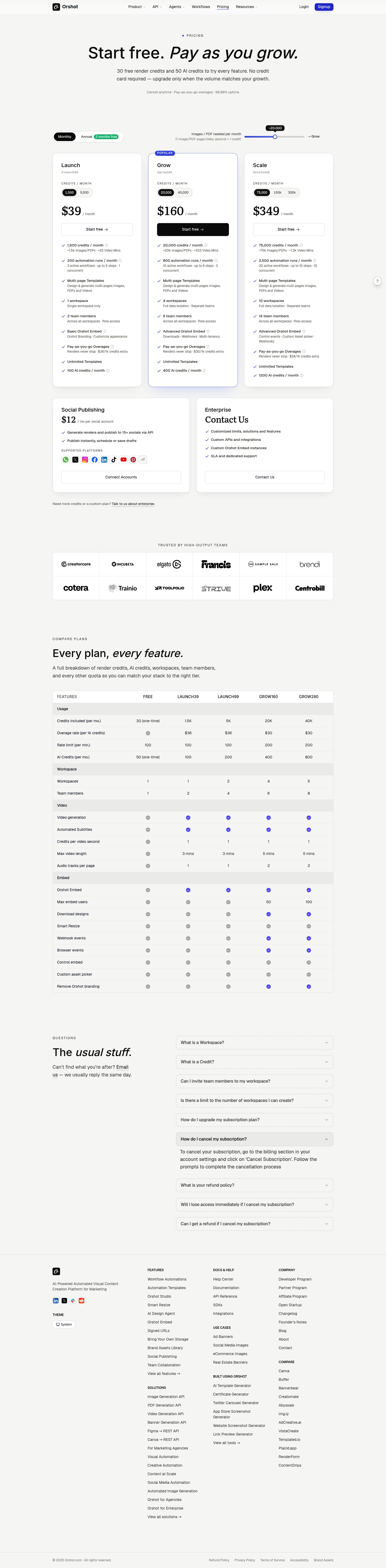 Orshot Pricing screenshot