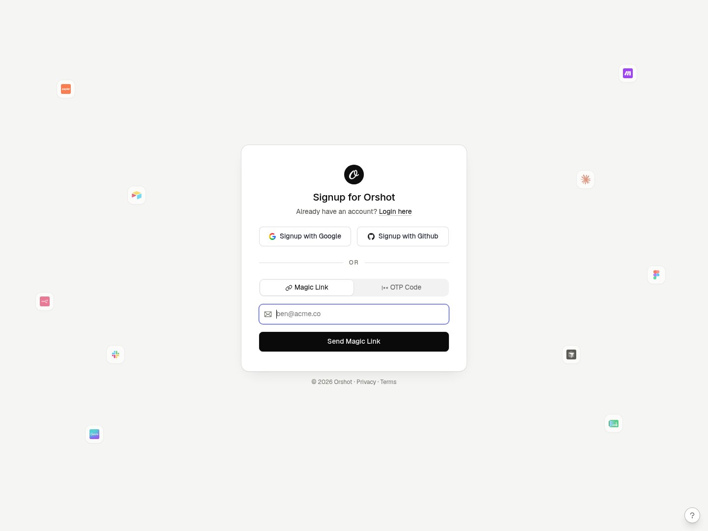 Orshot Signup screenshot