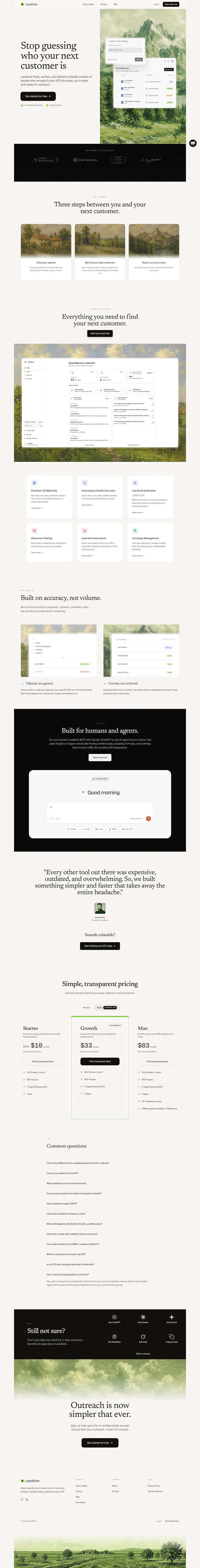 Leedlime Landing Page screenshot