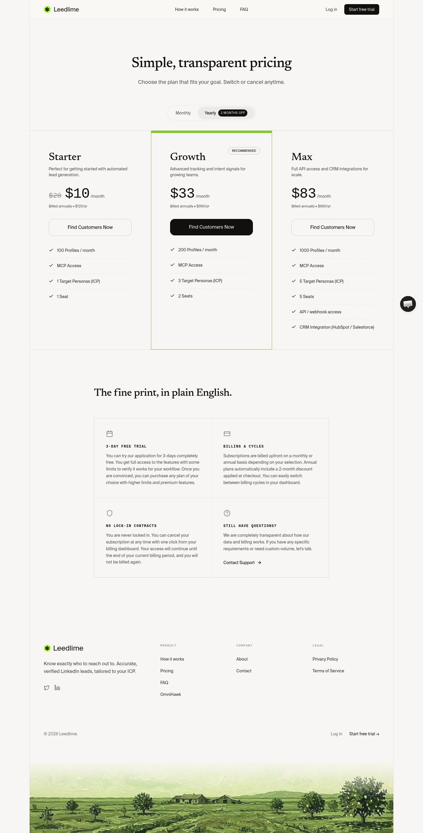 Leedlime Pricing screenshot