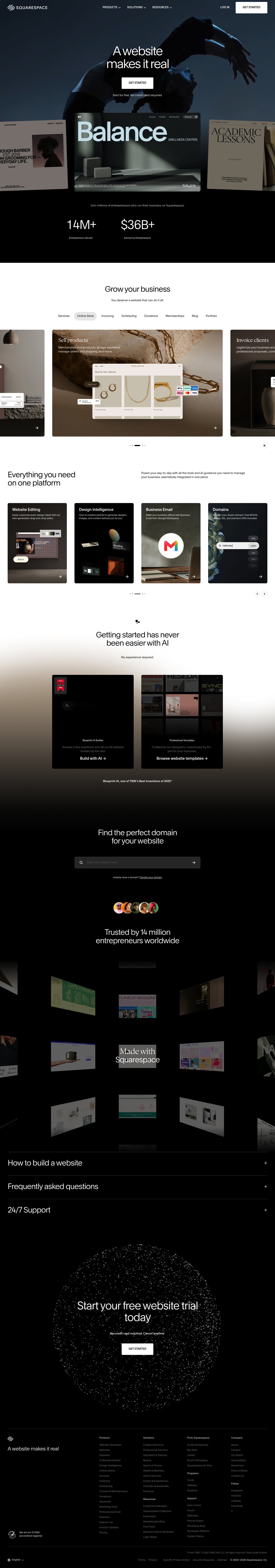 Squarespace Landing Page screenshot