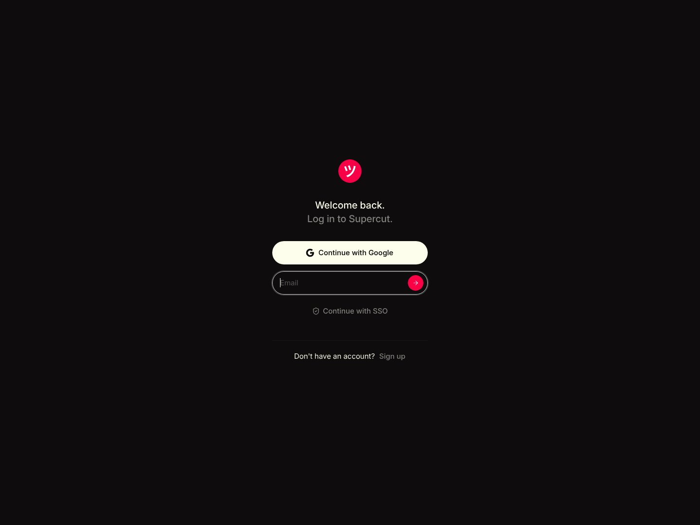 Supercut Login screenshot