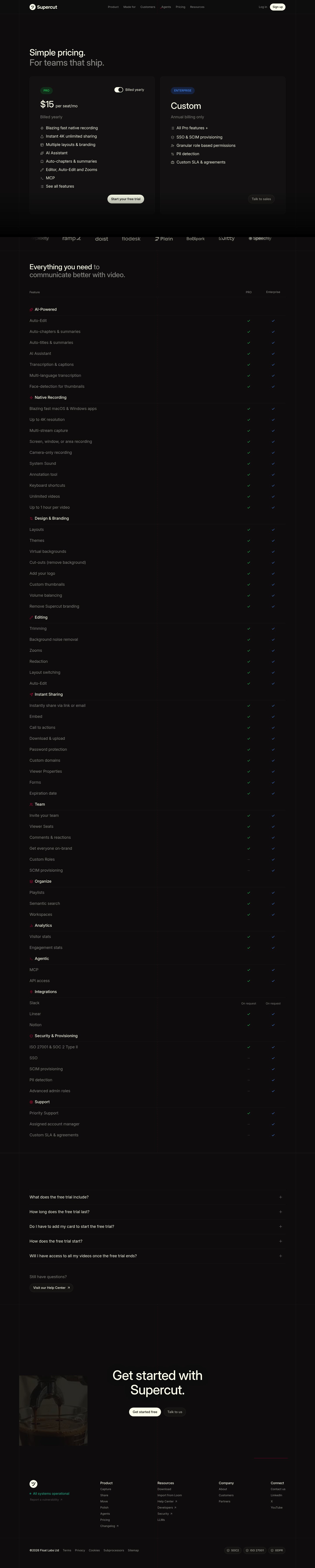 Supercut Pricing screenshot