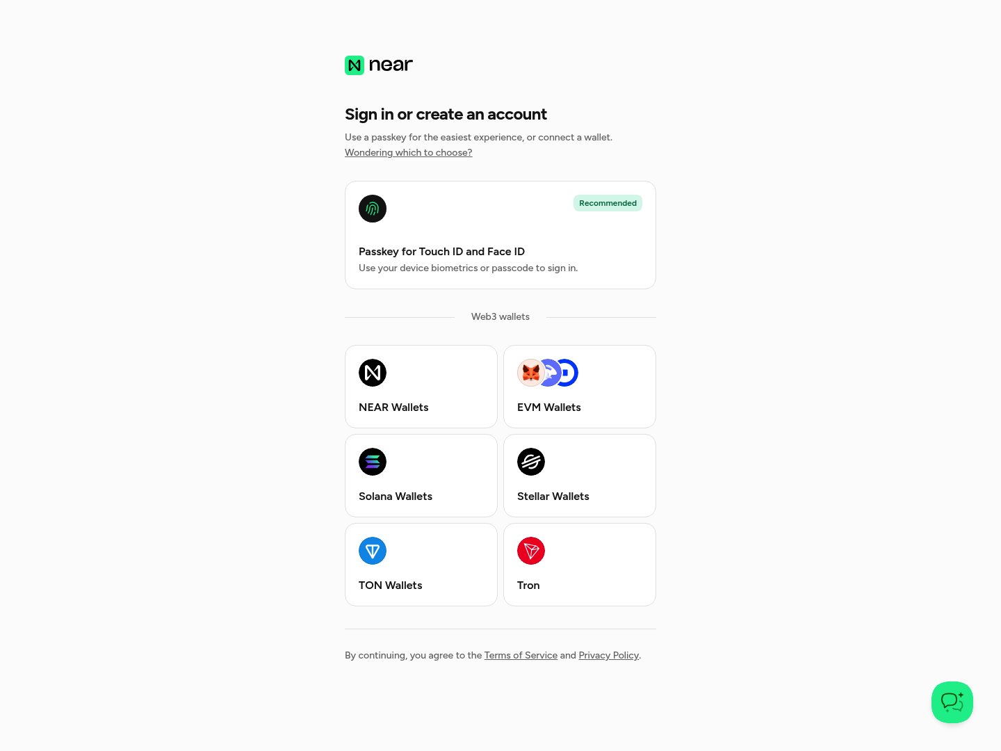 NEAR Login screenshot