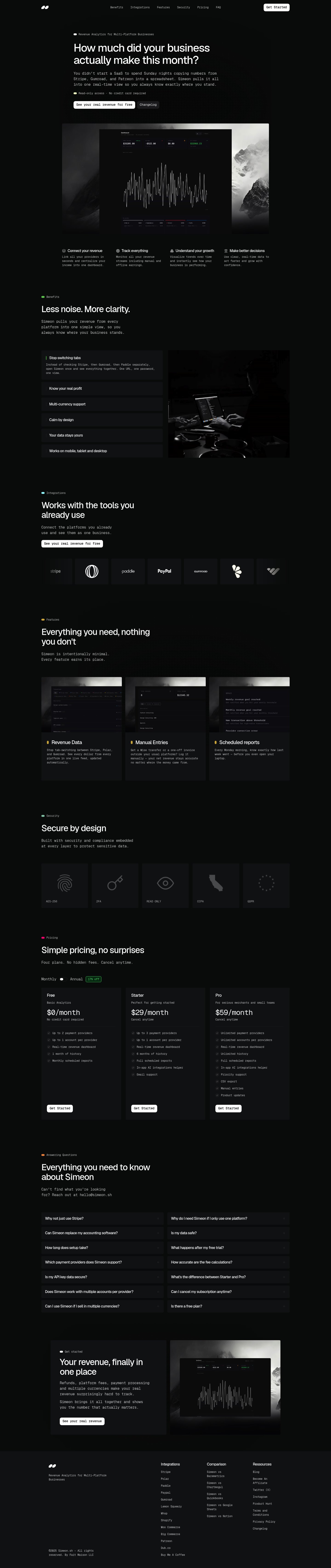 Simeon Landing Page screenshot