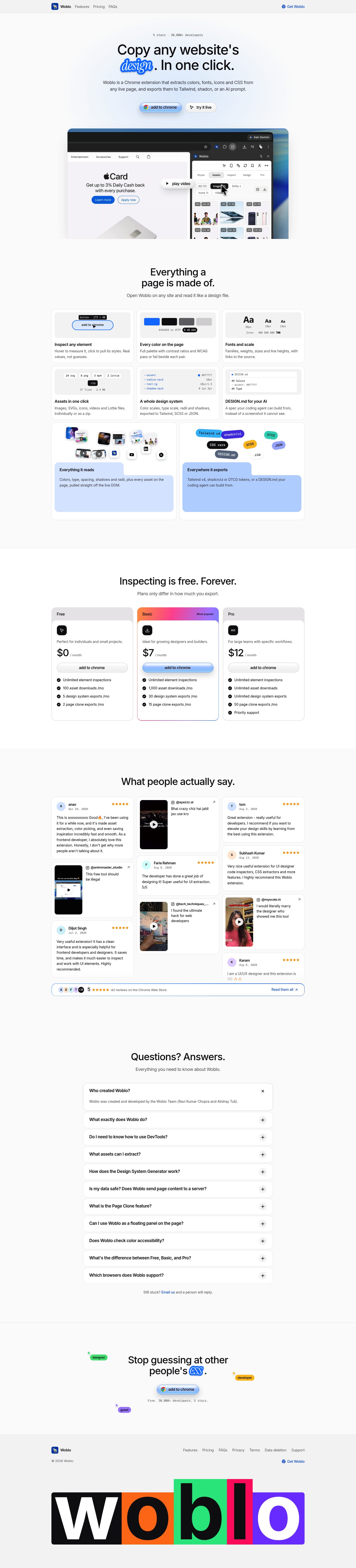 Woblo Landing Page screenshot