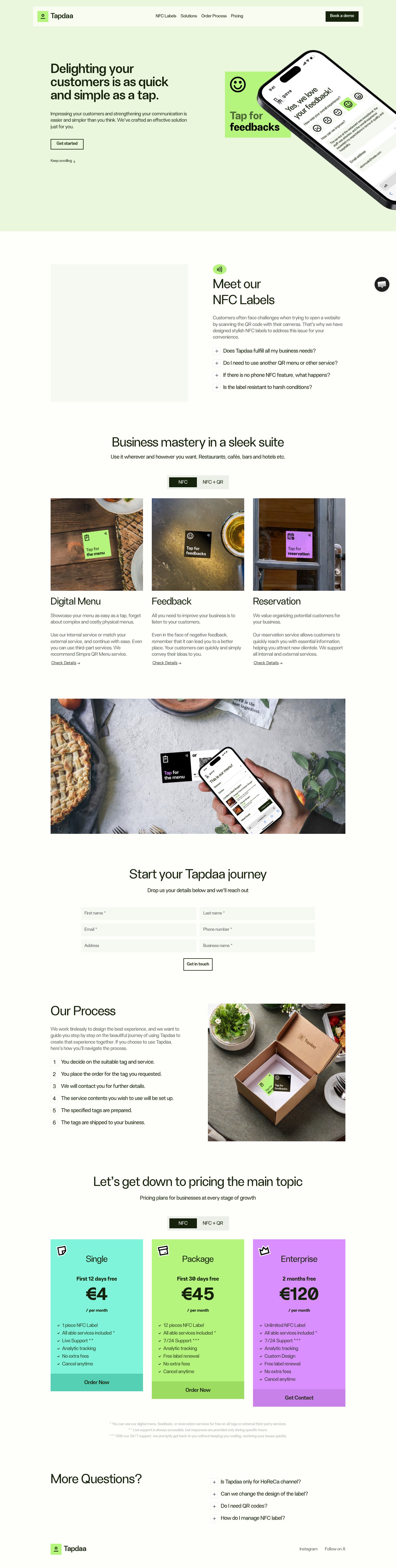 Tapdaa Landing Page screenshot