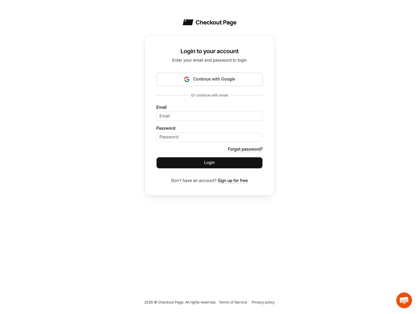 Checkout Page Login screenshot