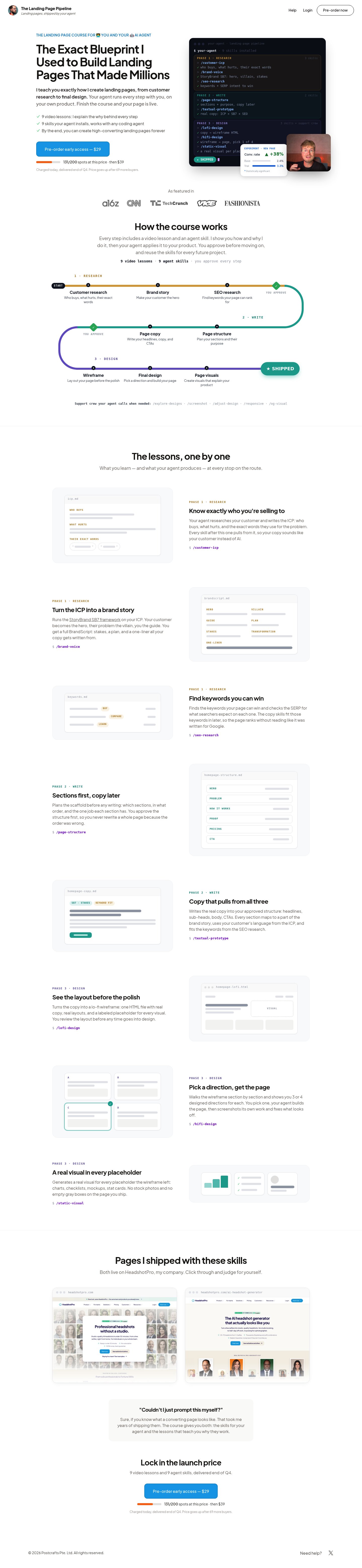 The Landing Page Pipeline Landing Page screenshot