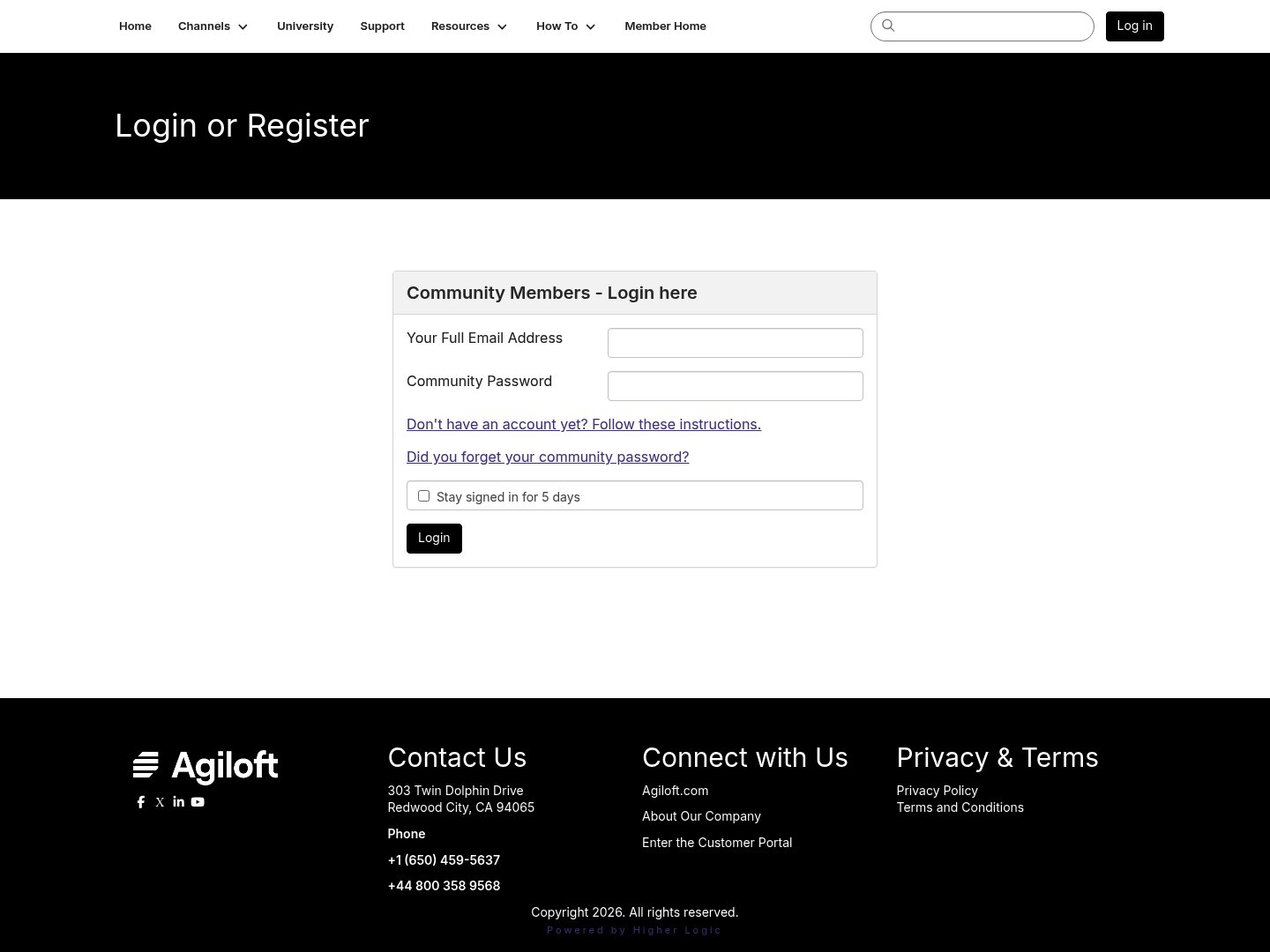Agiloft Login screenshot
