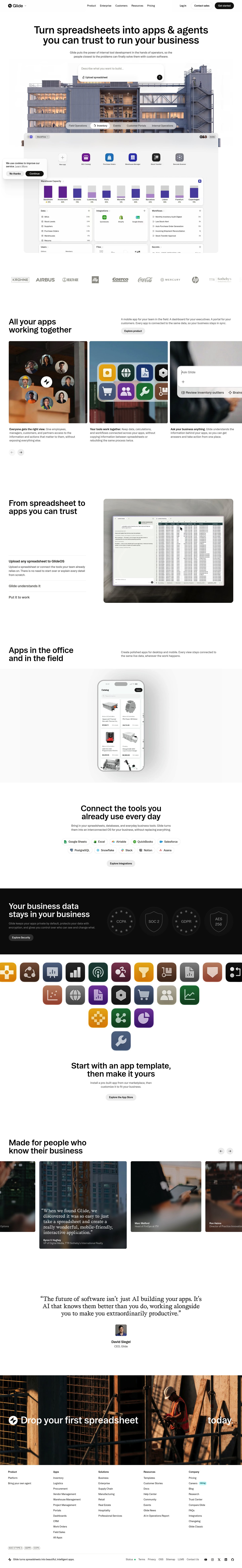 Glide Landing Page screenshot