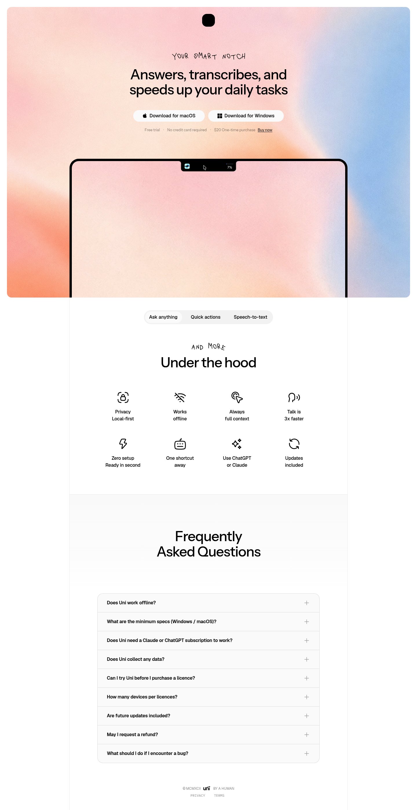 Uni Landing Page screenshot
