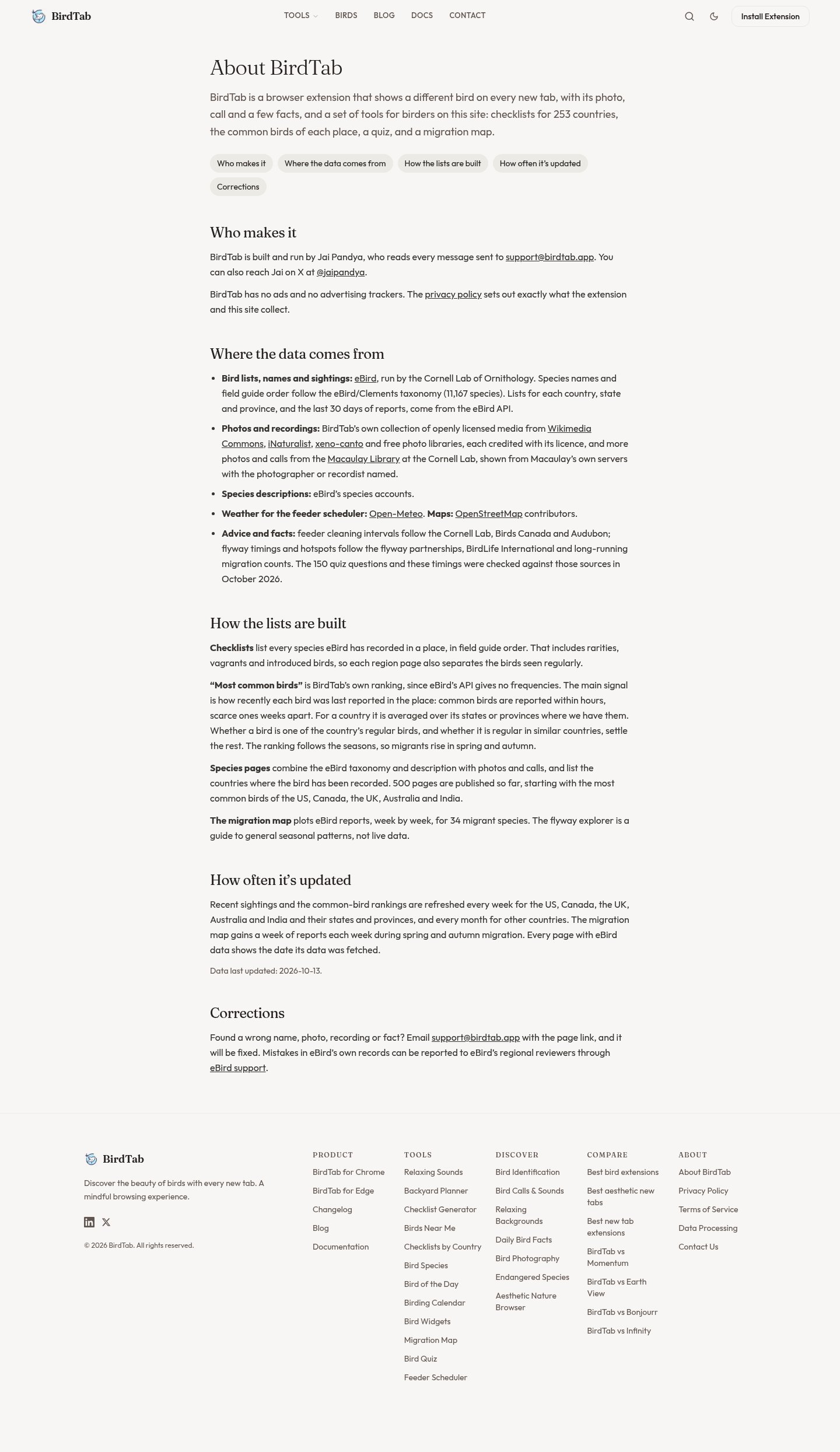 BirdTab About screenshot