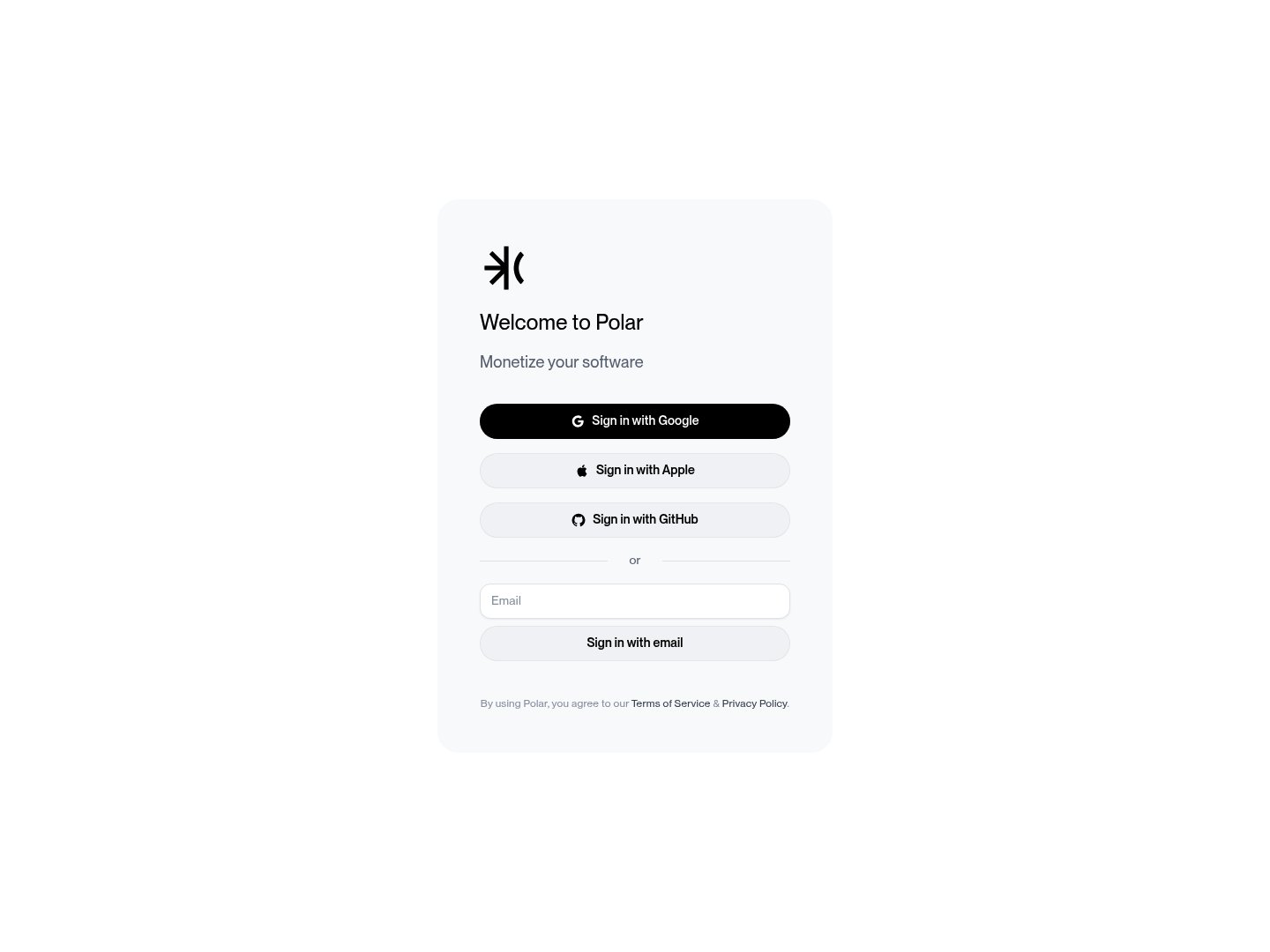Polar Signup screenshot