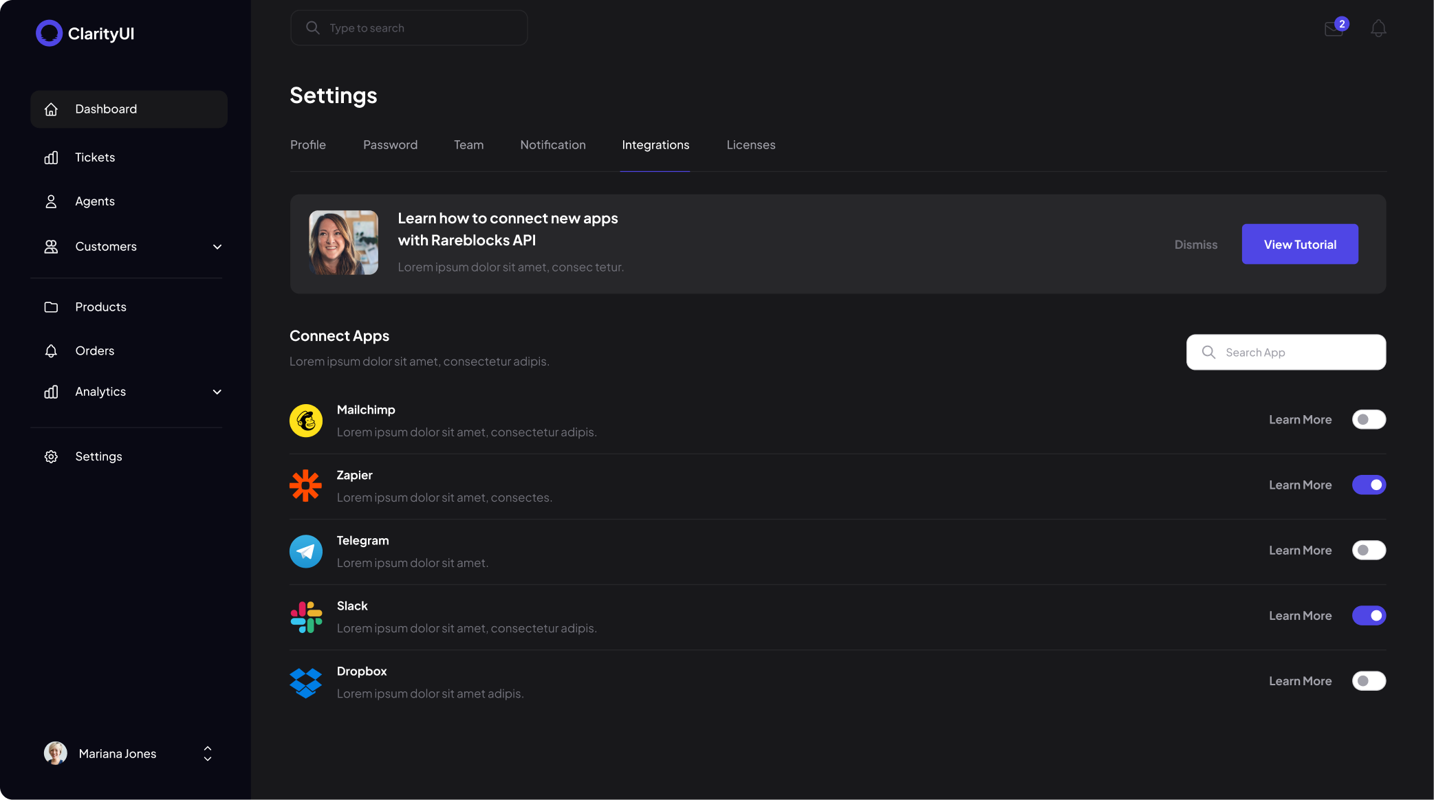 Inbox user interface
