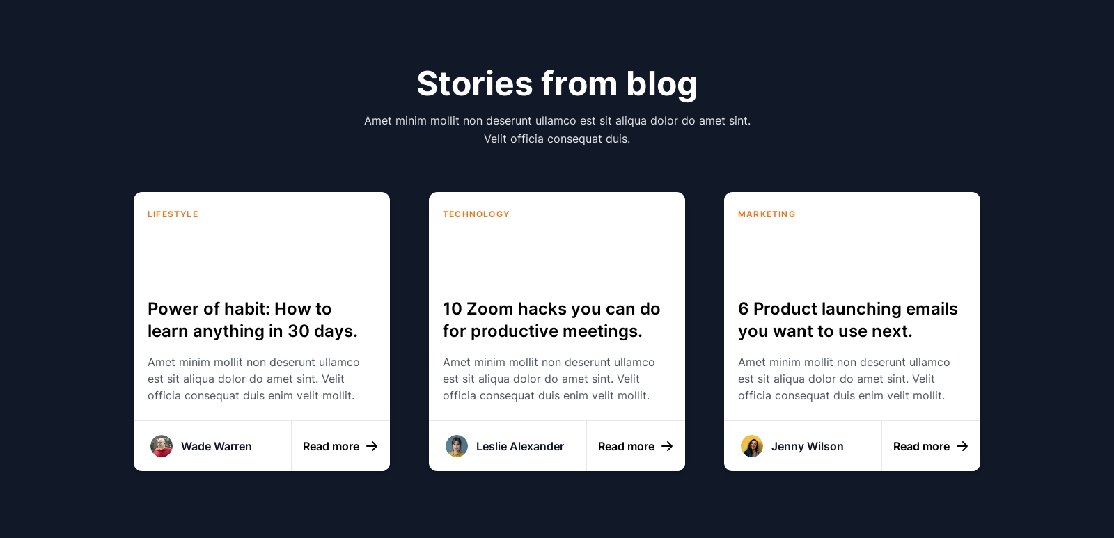 Blog component screenshot