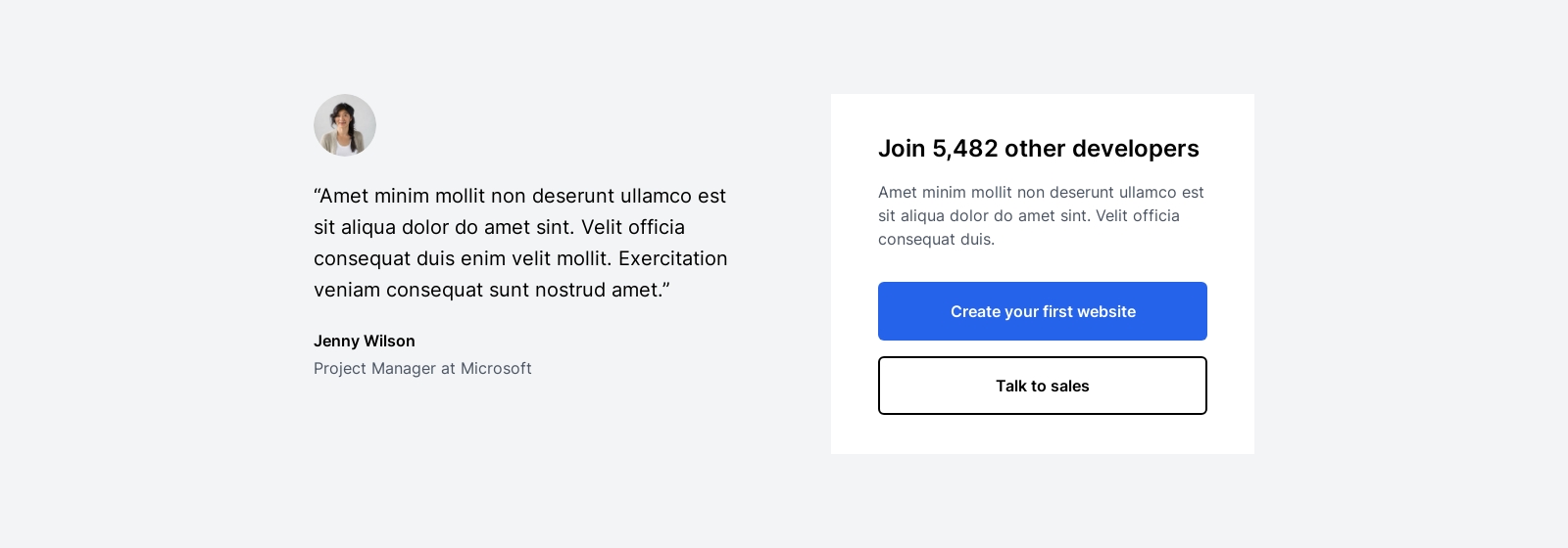 Call To Action component screenshot