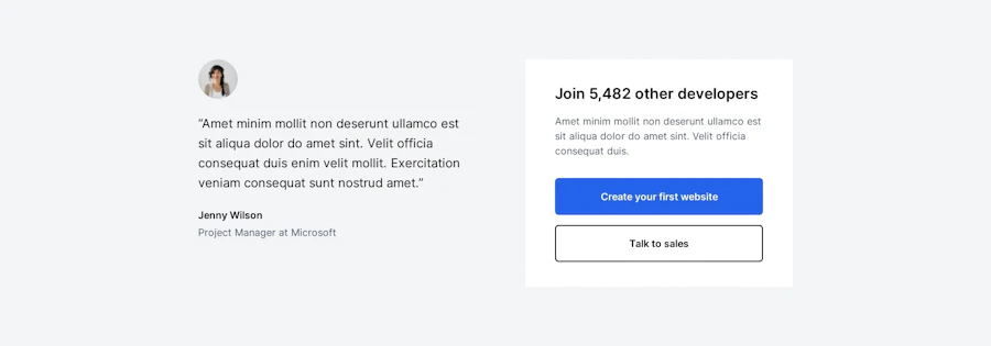 Call To Action component screenshot