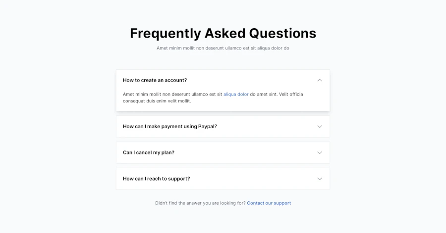 Faq component screenshot