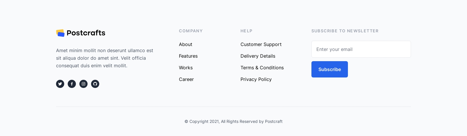 Footer component screenshot