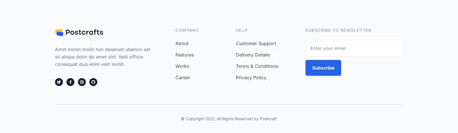 Footer component screenshot