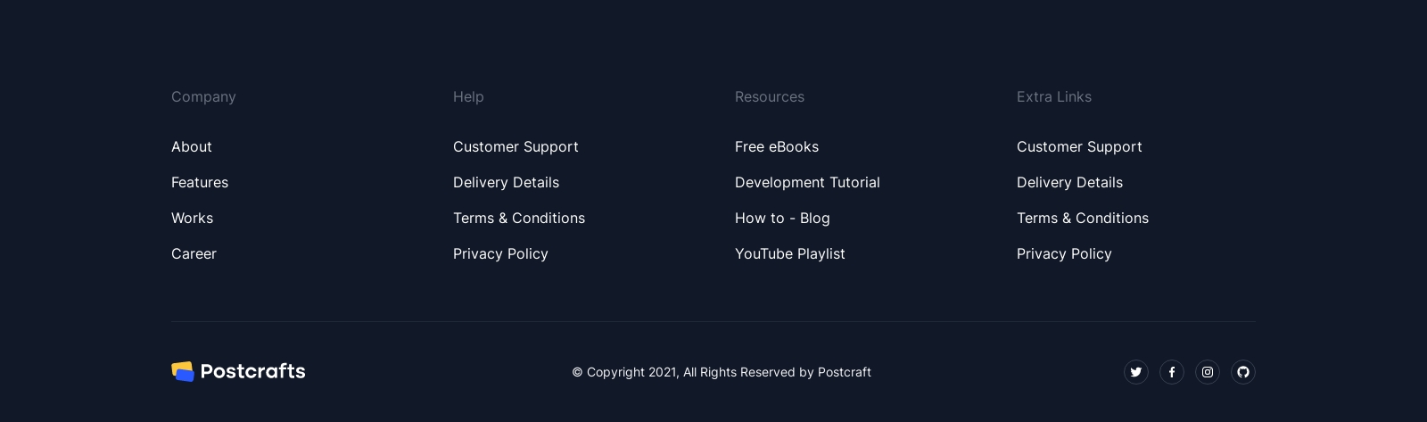 Footer component screenshot