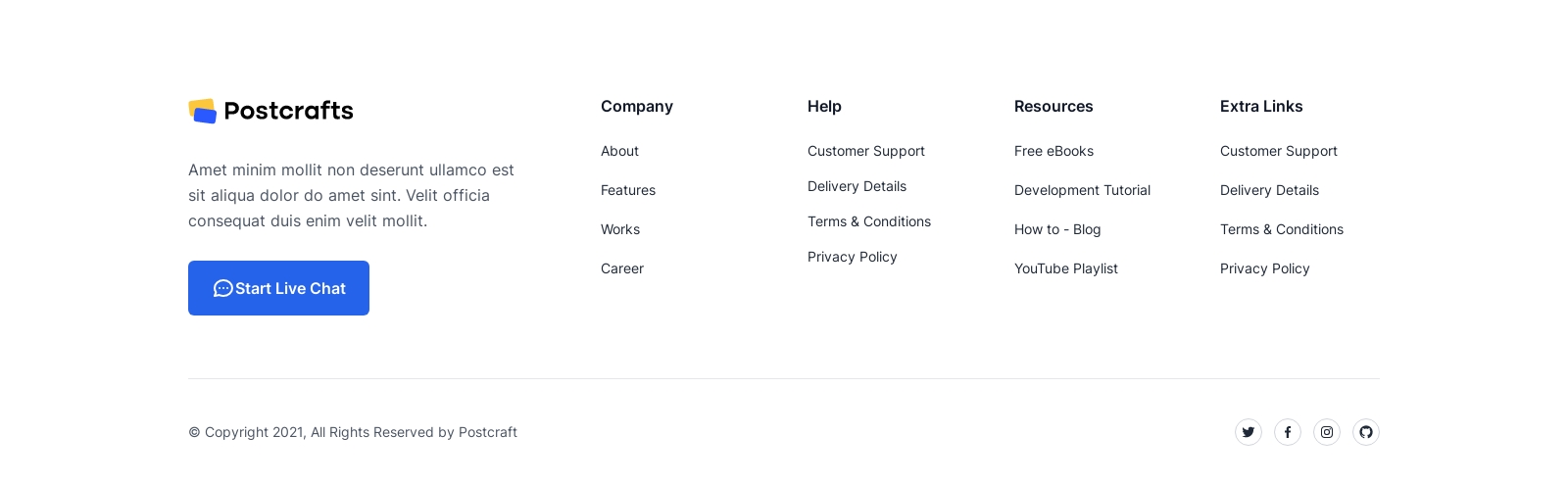 Footer component screenshot