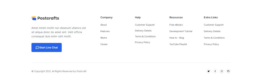 Footer component screenshot