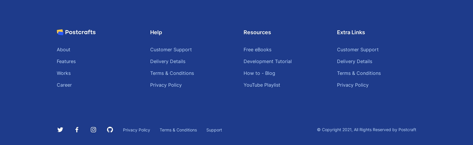 Footer component screenshot