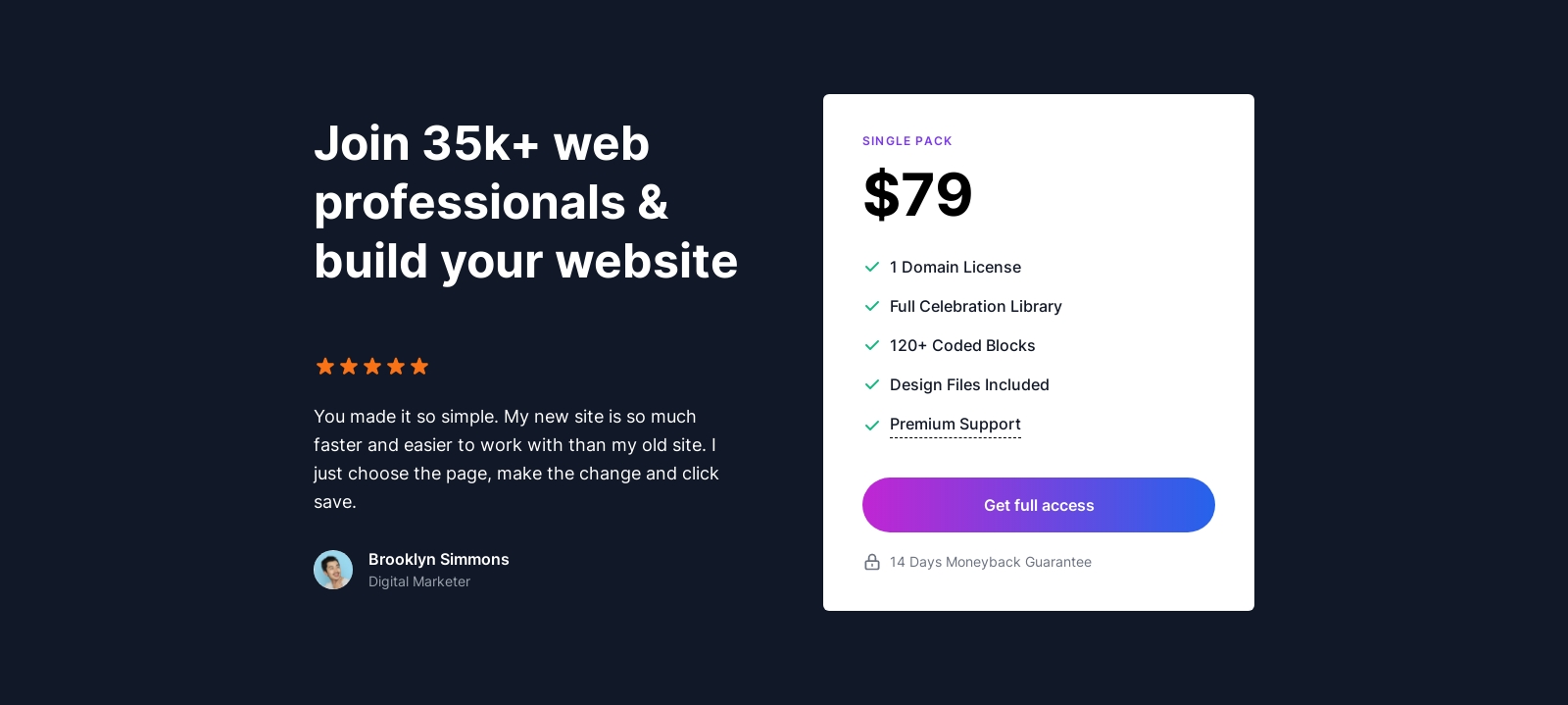 Pricing component screenshot
