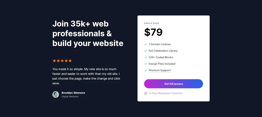 Pricing component screenshot