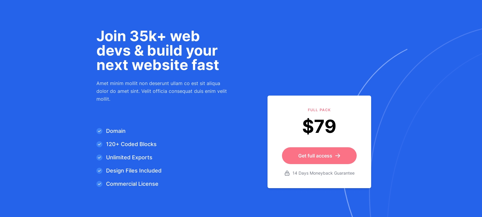 Pricing component screenshot
