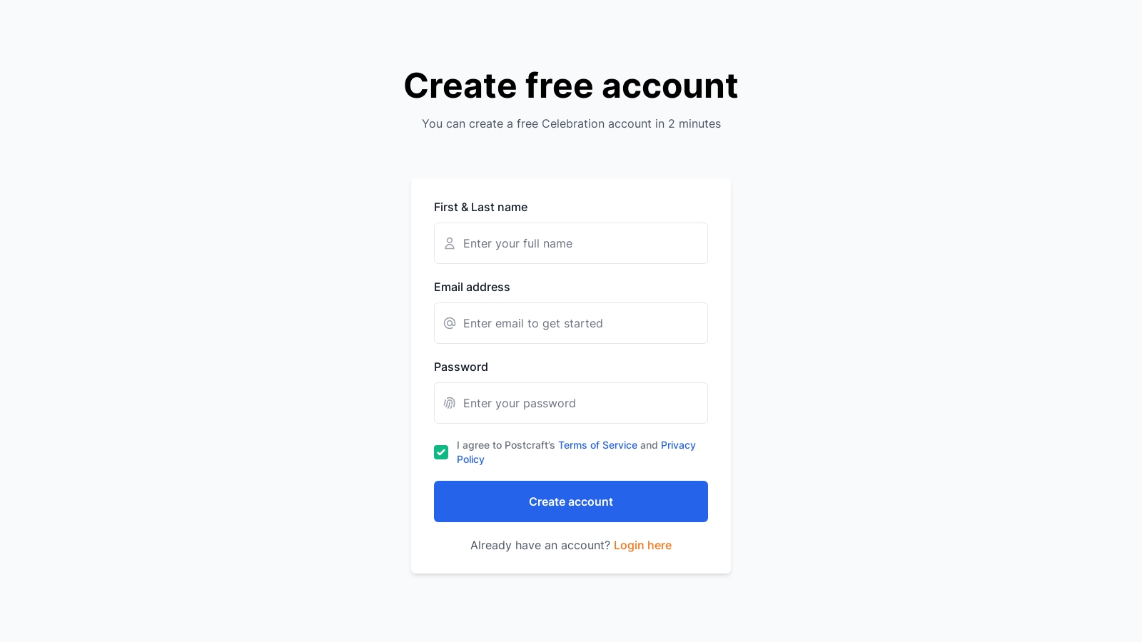 Signup component screenshot