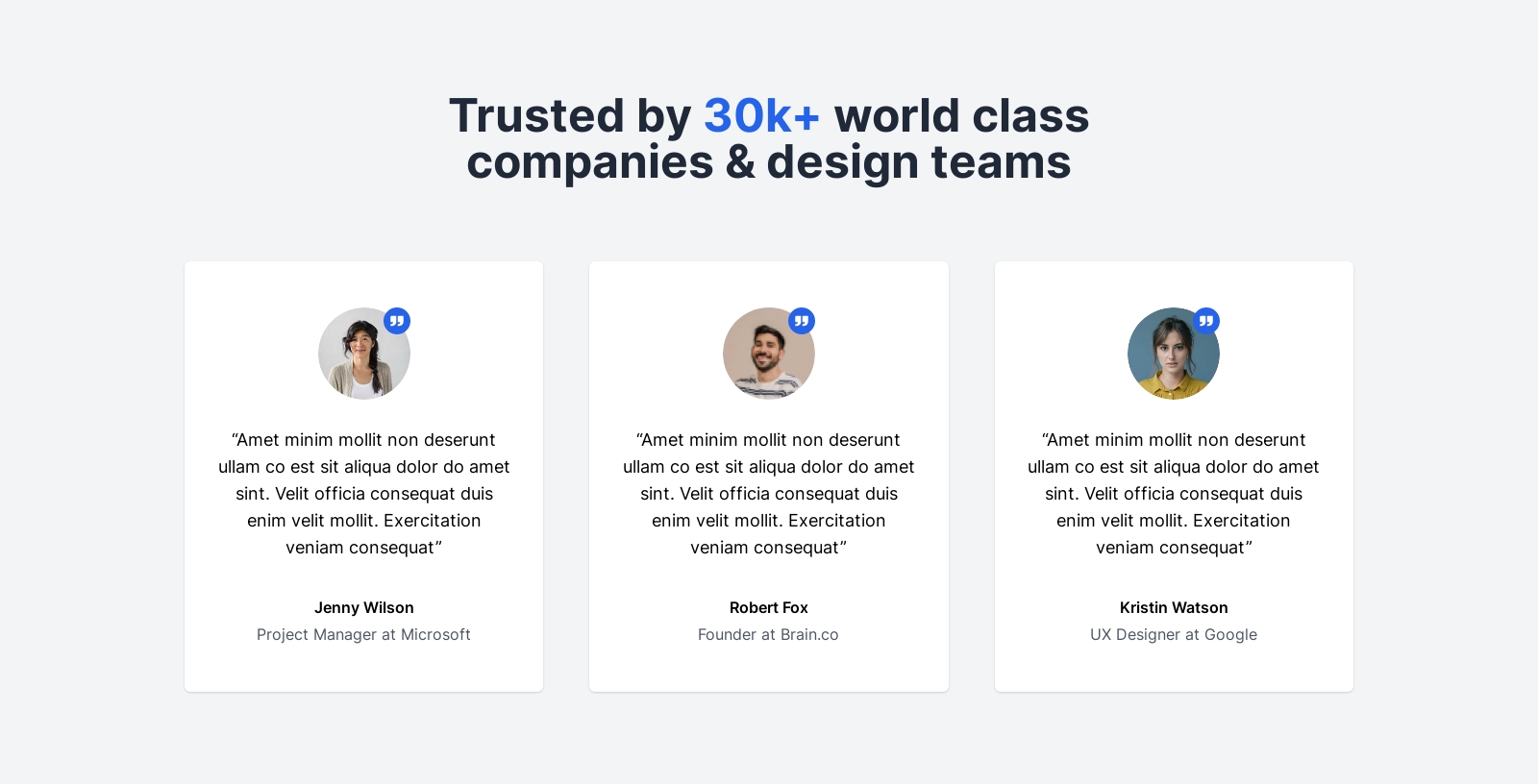 Testimonial component screenshot