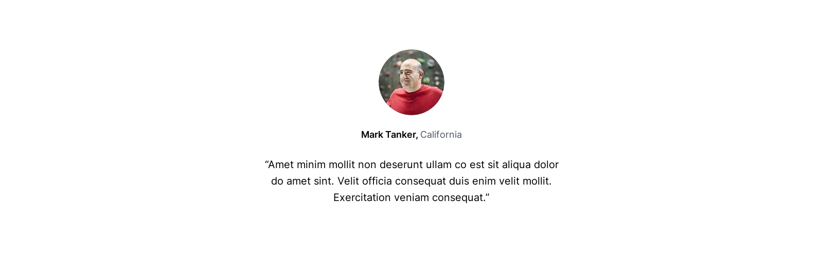 Testimonial component screenshot