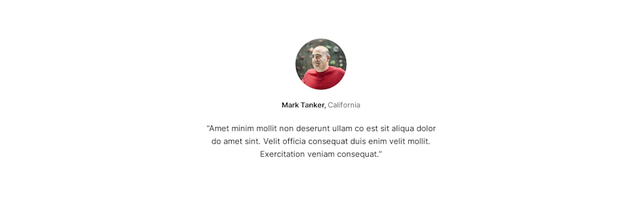 Testimonial component screenshot