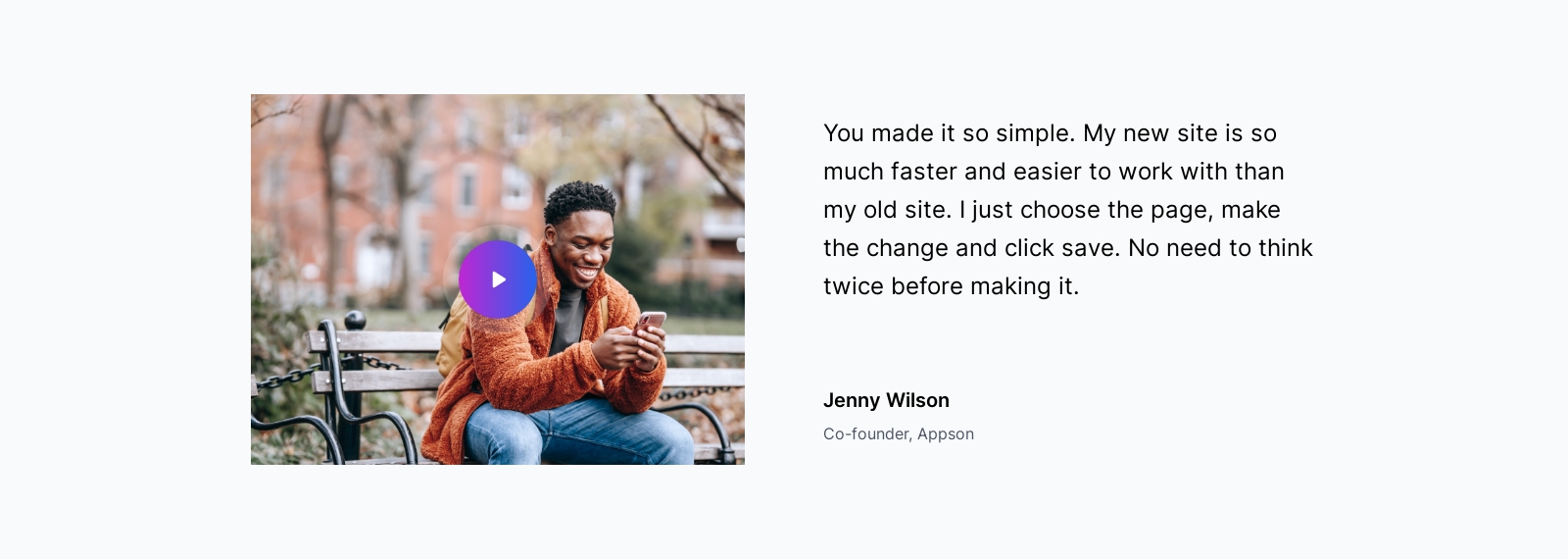 Testimonial component screenshot