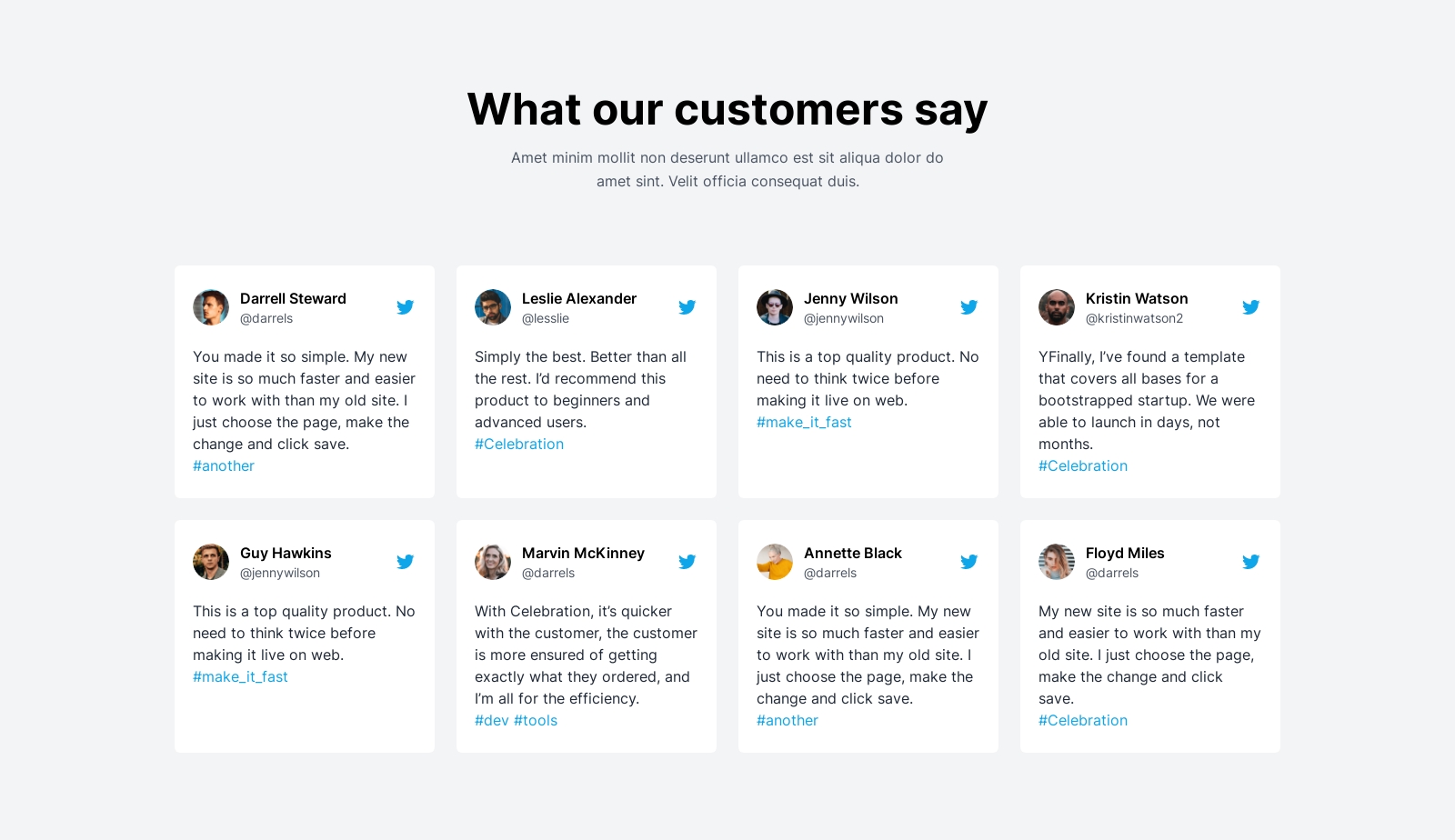 Testimonial component screenshot