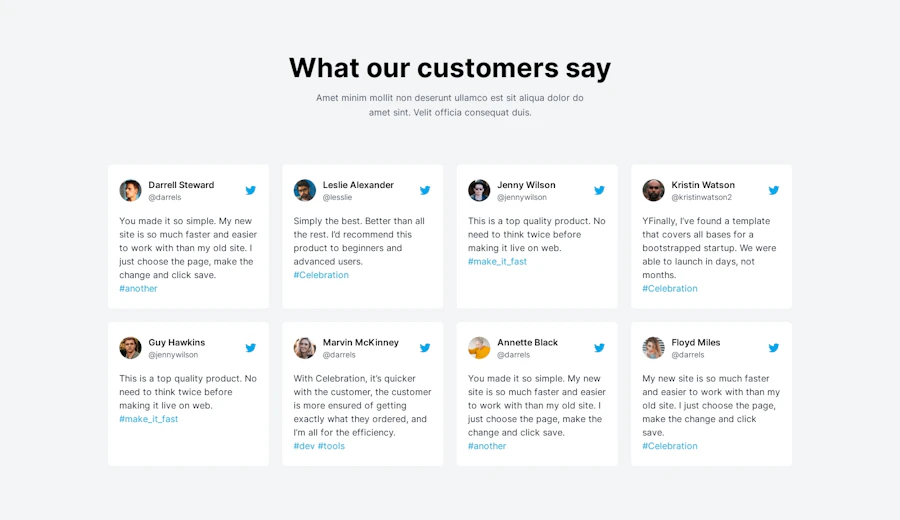 Testimonial component screenshot