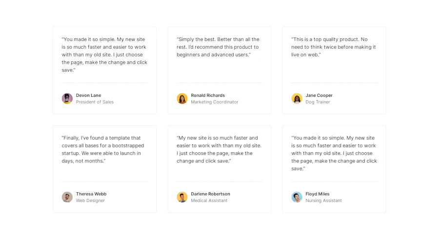 Testimonial component screenshot