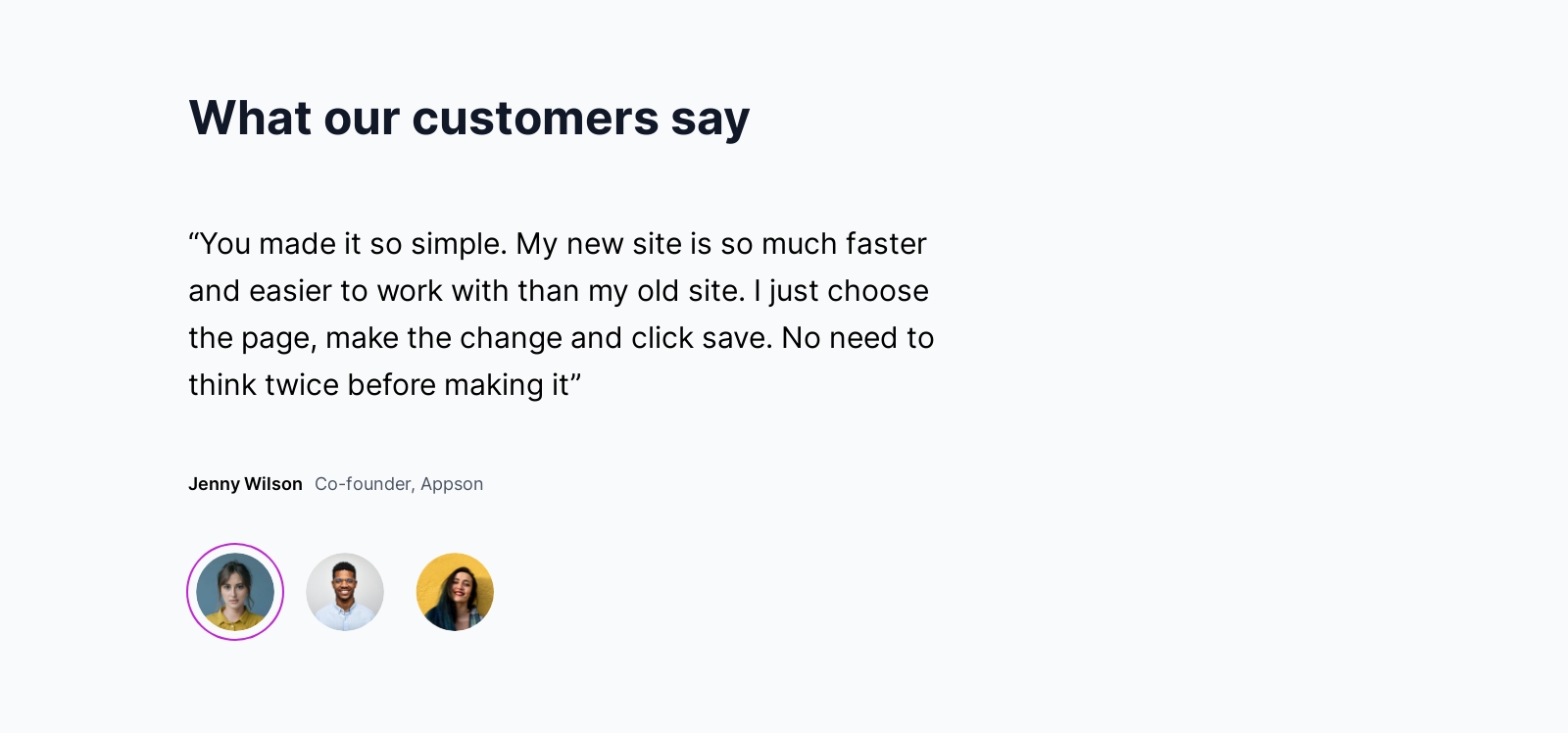 Testimonial component screenshot