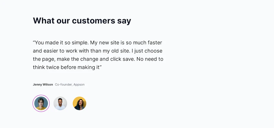 Testimonial component screenshot