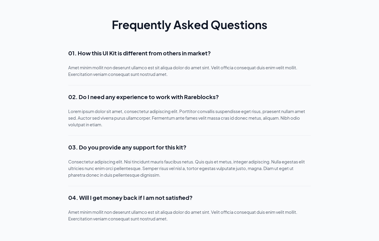 Faq component screenshot