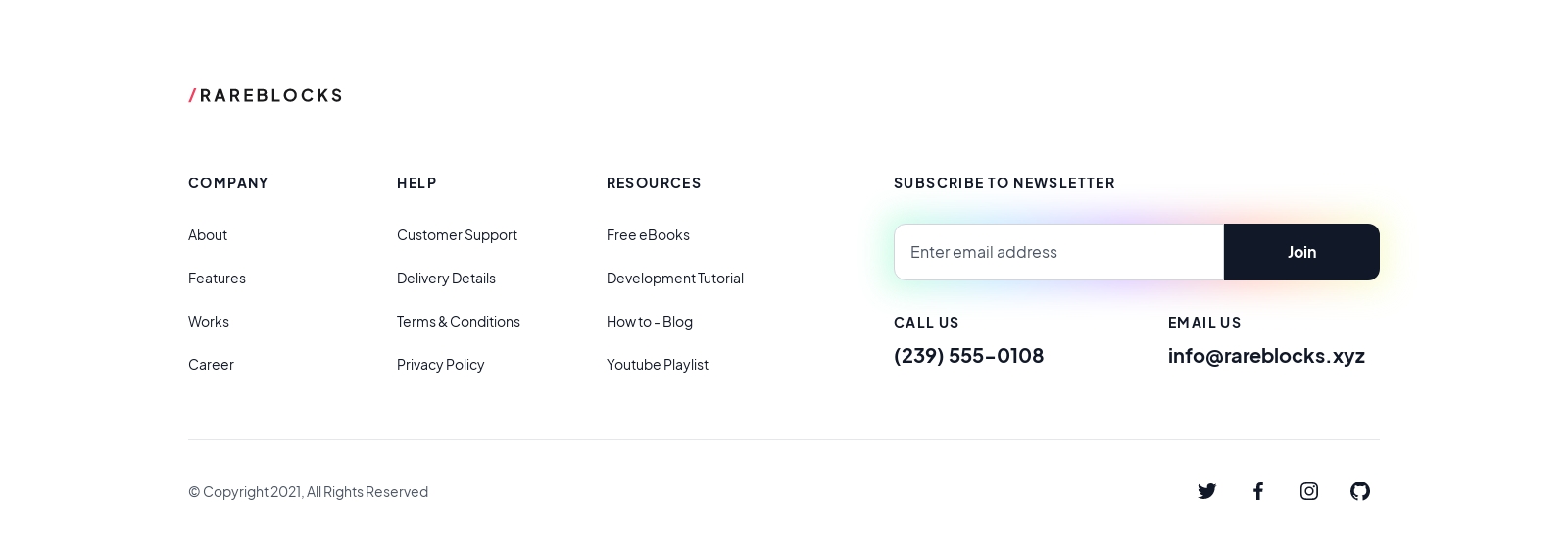 Footer component screenshot