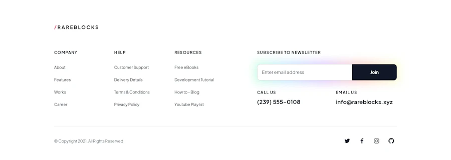 Footer component screenshot