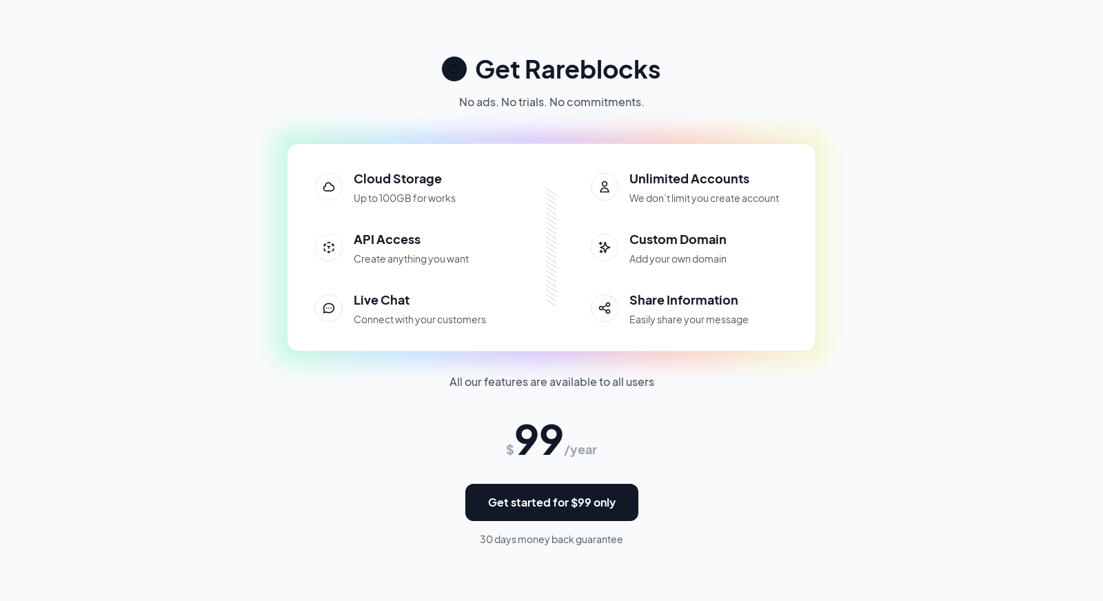 Pricing component screenshot