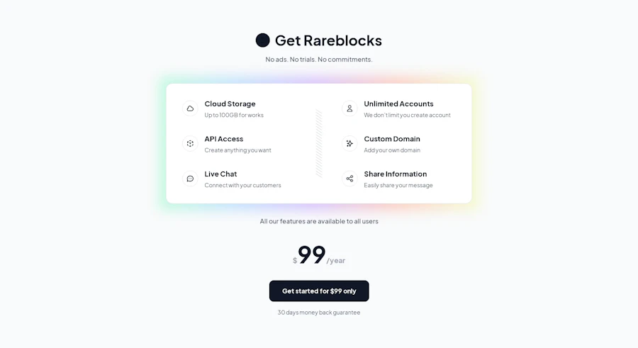 Pricing component screenshot