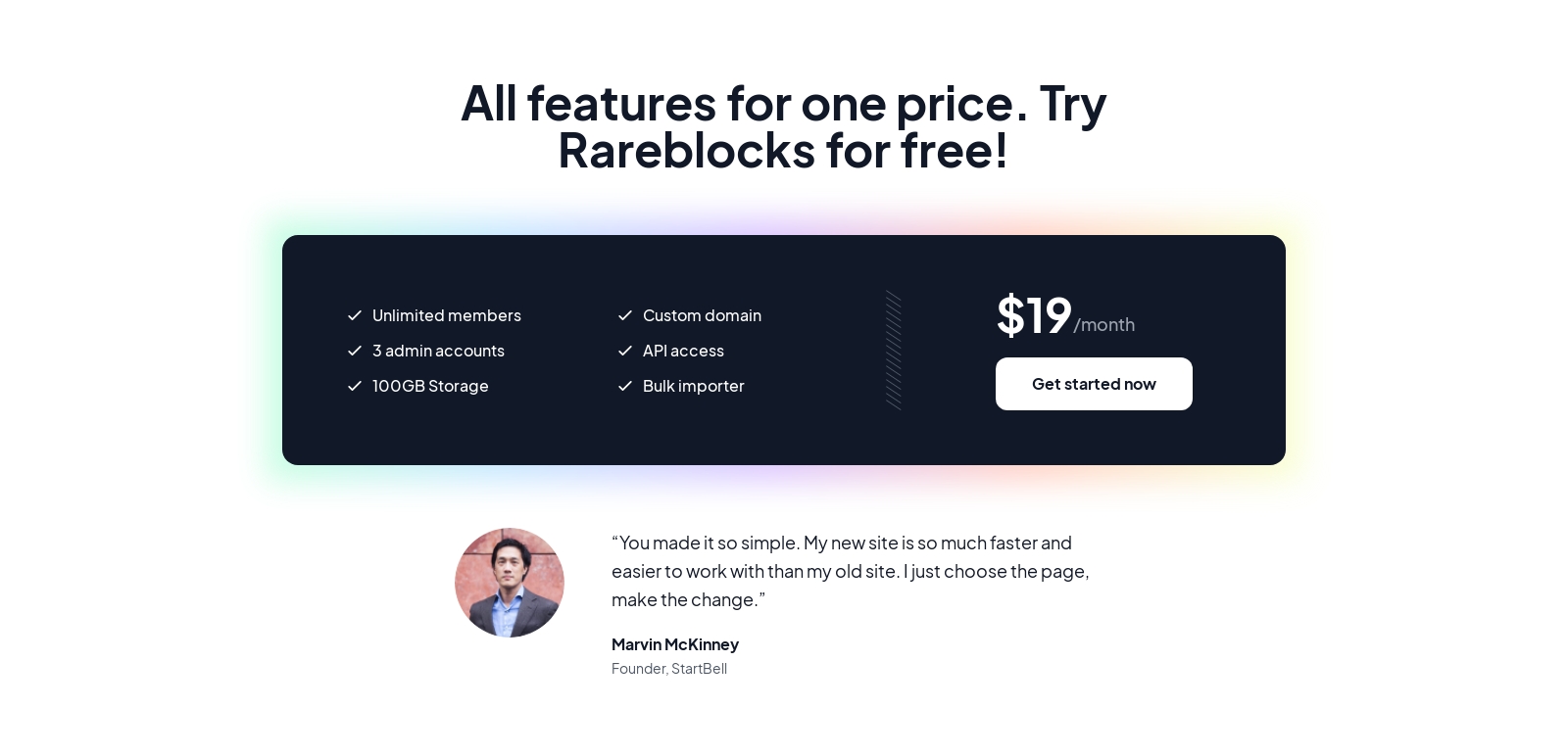 Pricing component screenshot