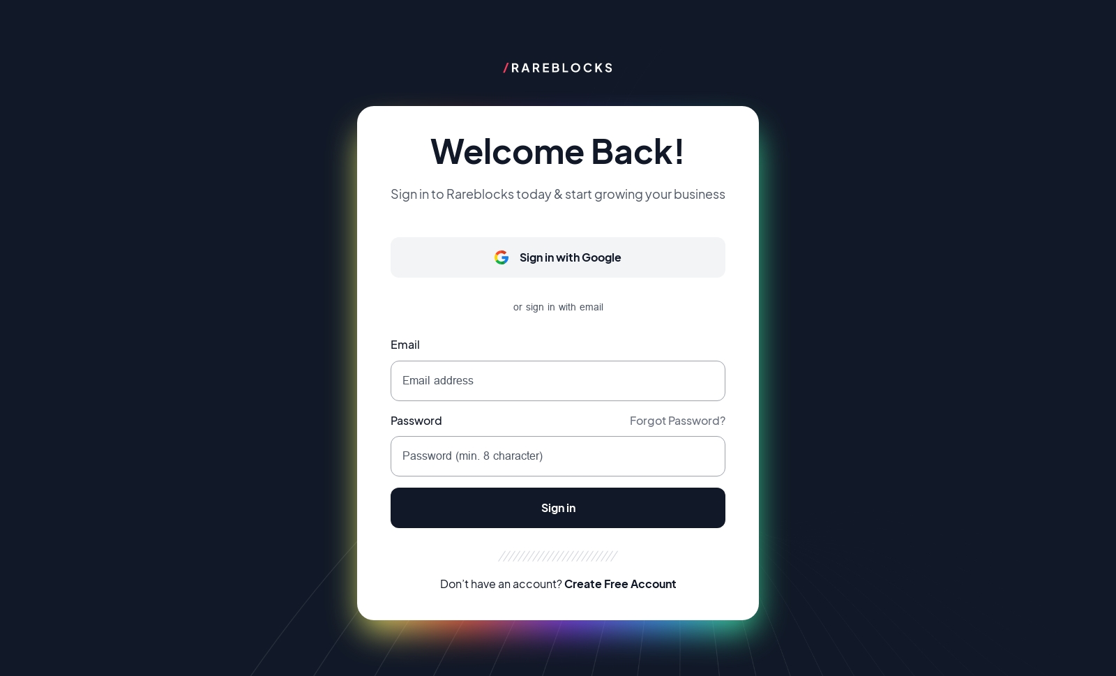 Signin component screenshot